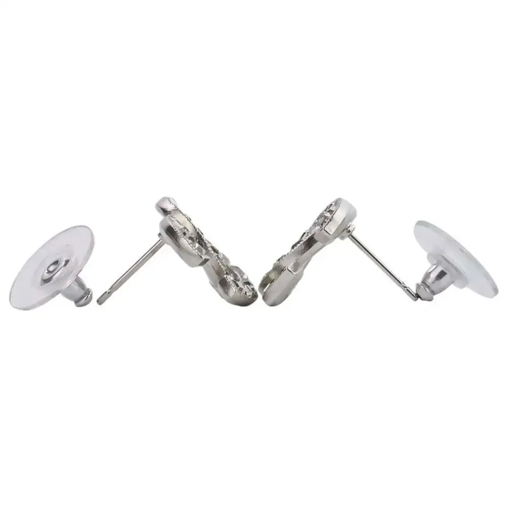 CHANEL Silver Logo Earrings